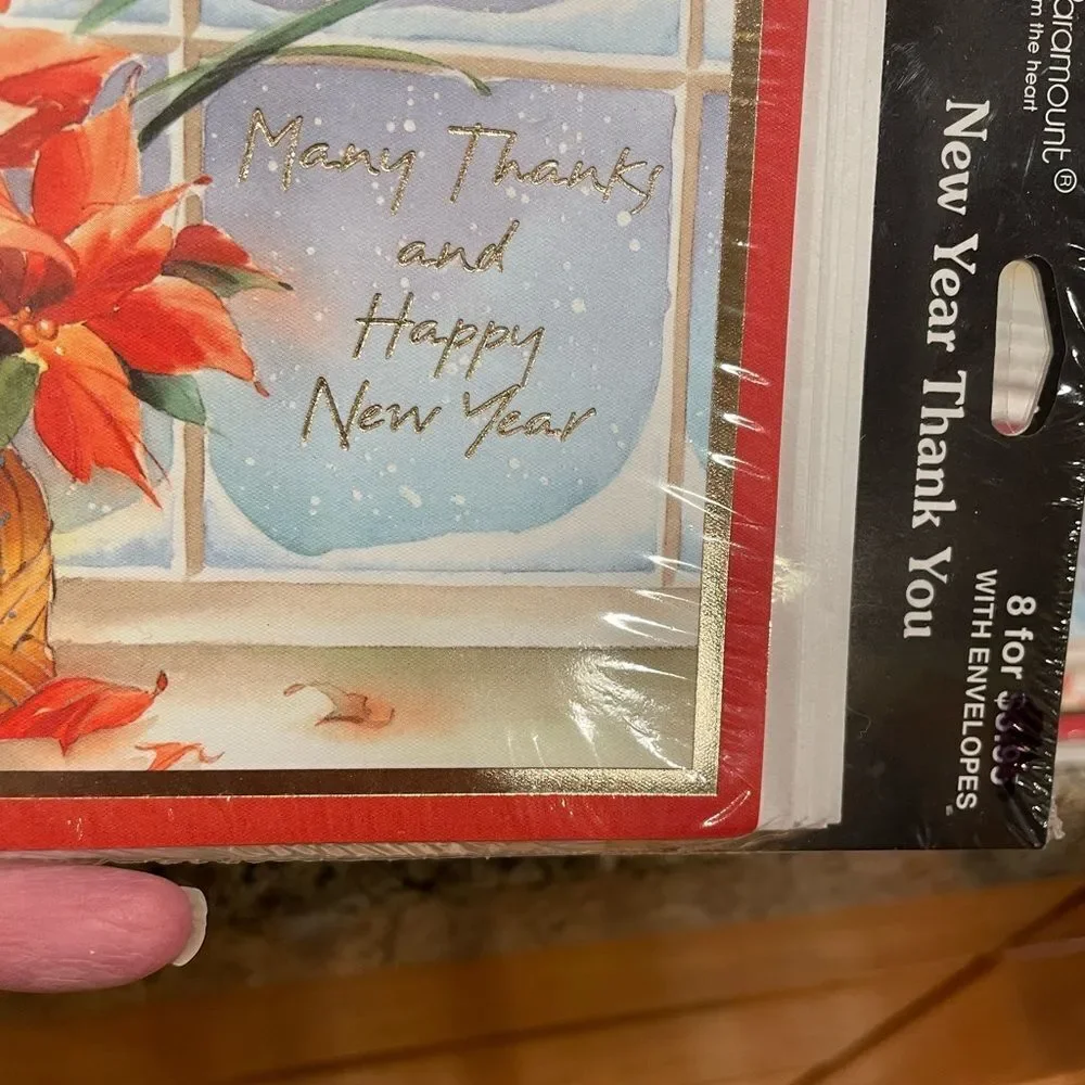 Christmas Party Invites Vintage 3 Sets & 2 Sets of Poinsettia Thank You Cards